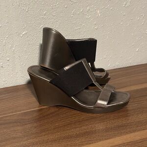 Alfani Black and Silver Wedge Sandals 6.5